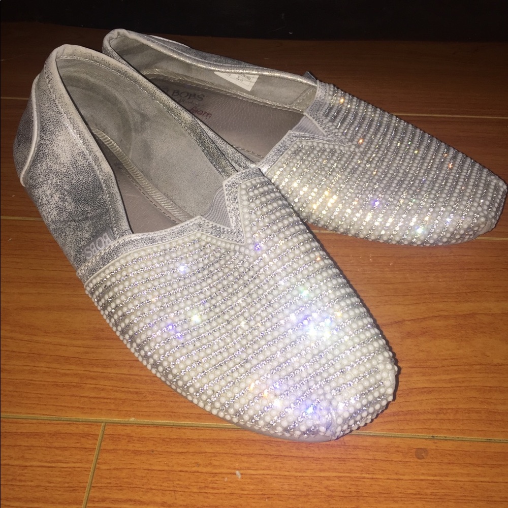 Silver Sparkly Memory Foam Bobs (Sz 8)